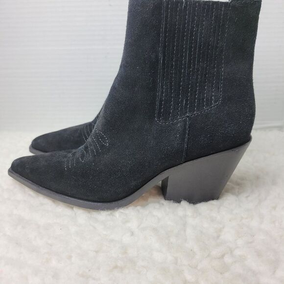 Paige Laney Women's Ankle Bootie Size 6 Black Suede Western Cowboy Boots - Picture 3 of 12